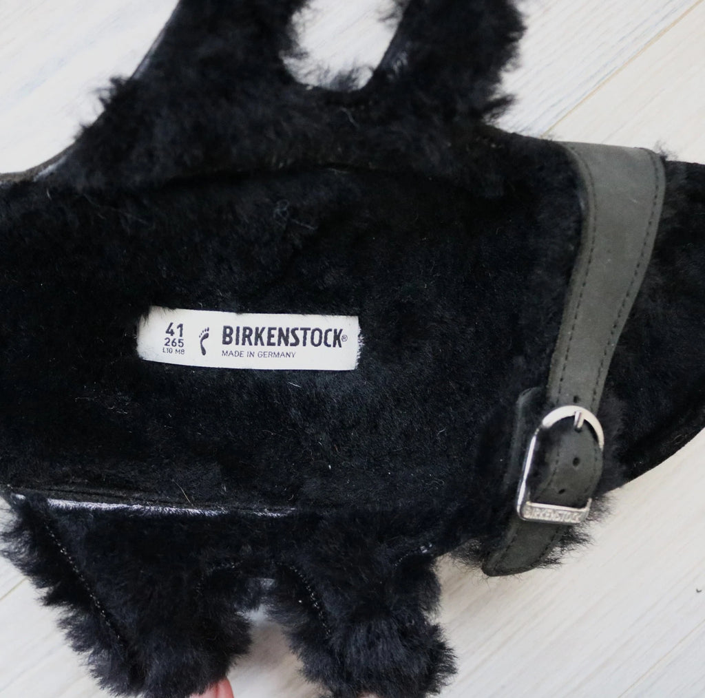 Birkenstock Florida Triple Strap Black Sandals Fur Lined EU 41 US W 10 US M 8.5