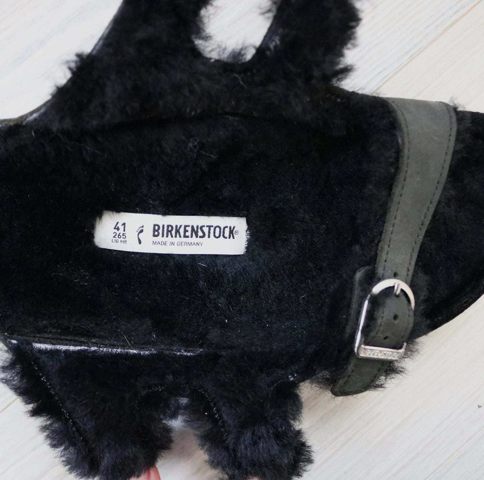 Birkenstock Florida Triple Strap Black Sandals Fur Lined EU 41 US W 10 US M 8.5