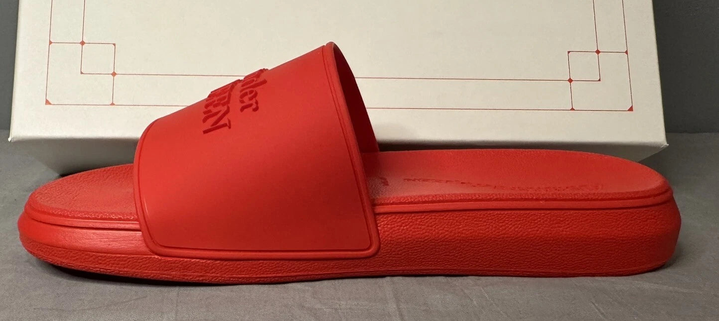 Alexander McQueen Logo Pool Slides Sandals Red Women’s Size 41 (US 11) Authentic