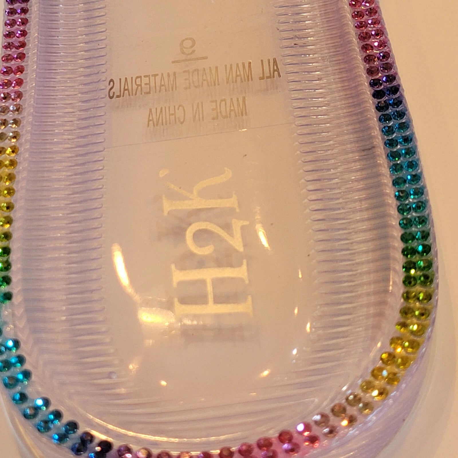 H2K Lucia Rainbow Fashion Jelly Slides Flip Flops Bow Sandals Bling Open Toe New