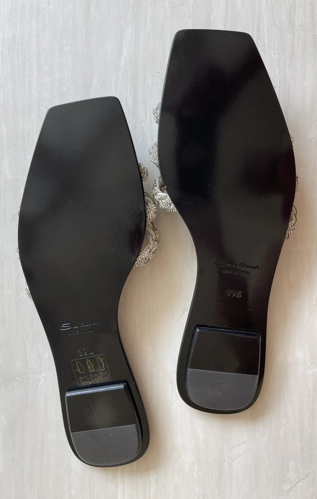 $650 Santoni Foster Slide Crystals Sandals Mules Flats 39.5 US 9.5 NEW