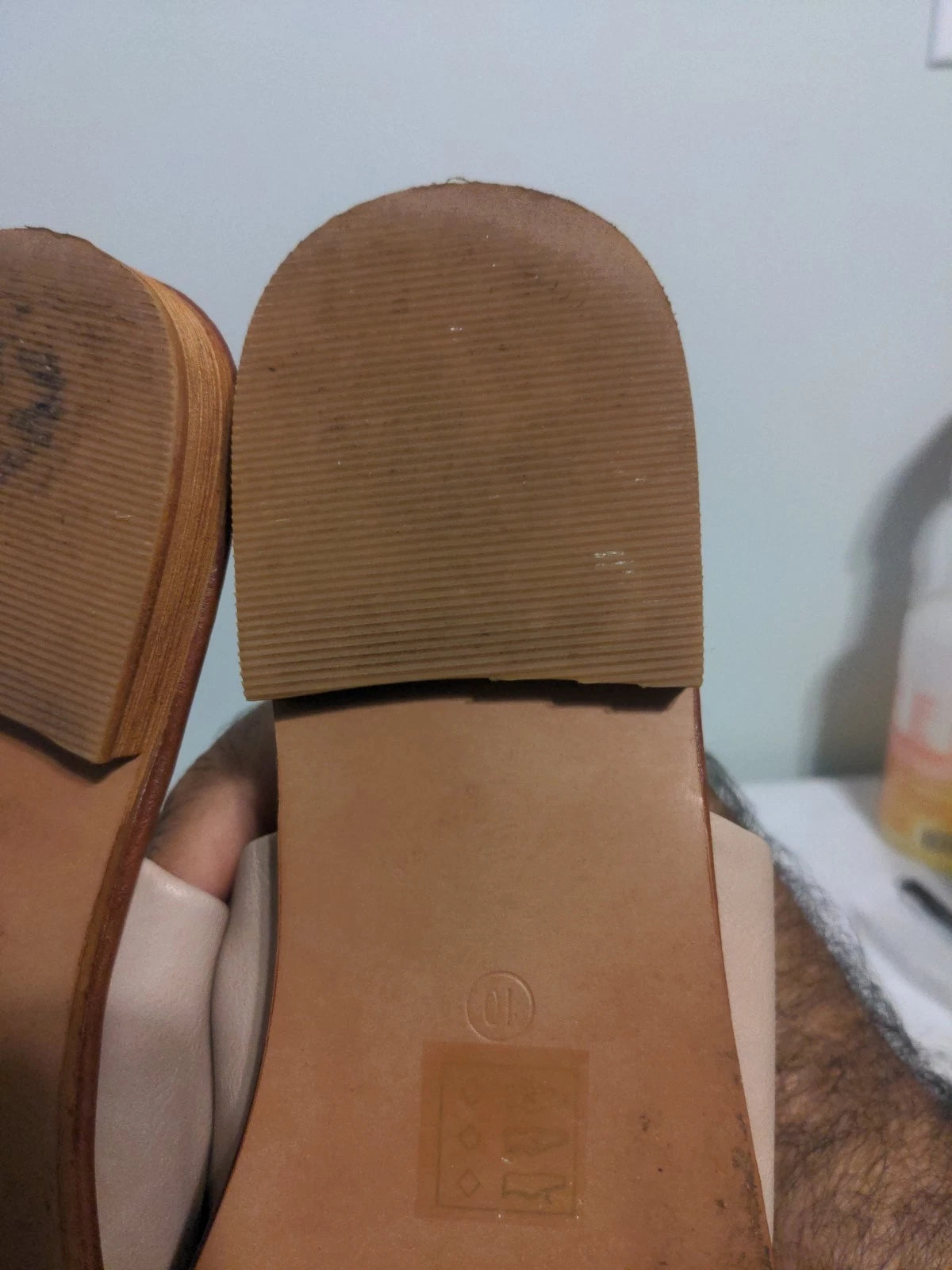 Beast Fashion Leather Slide Sandals Blush Color  Size 10