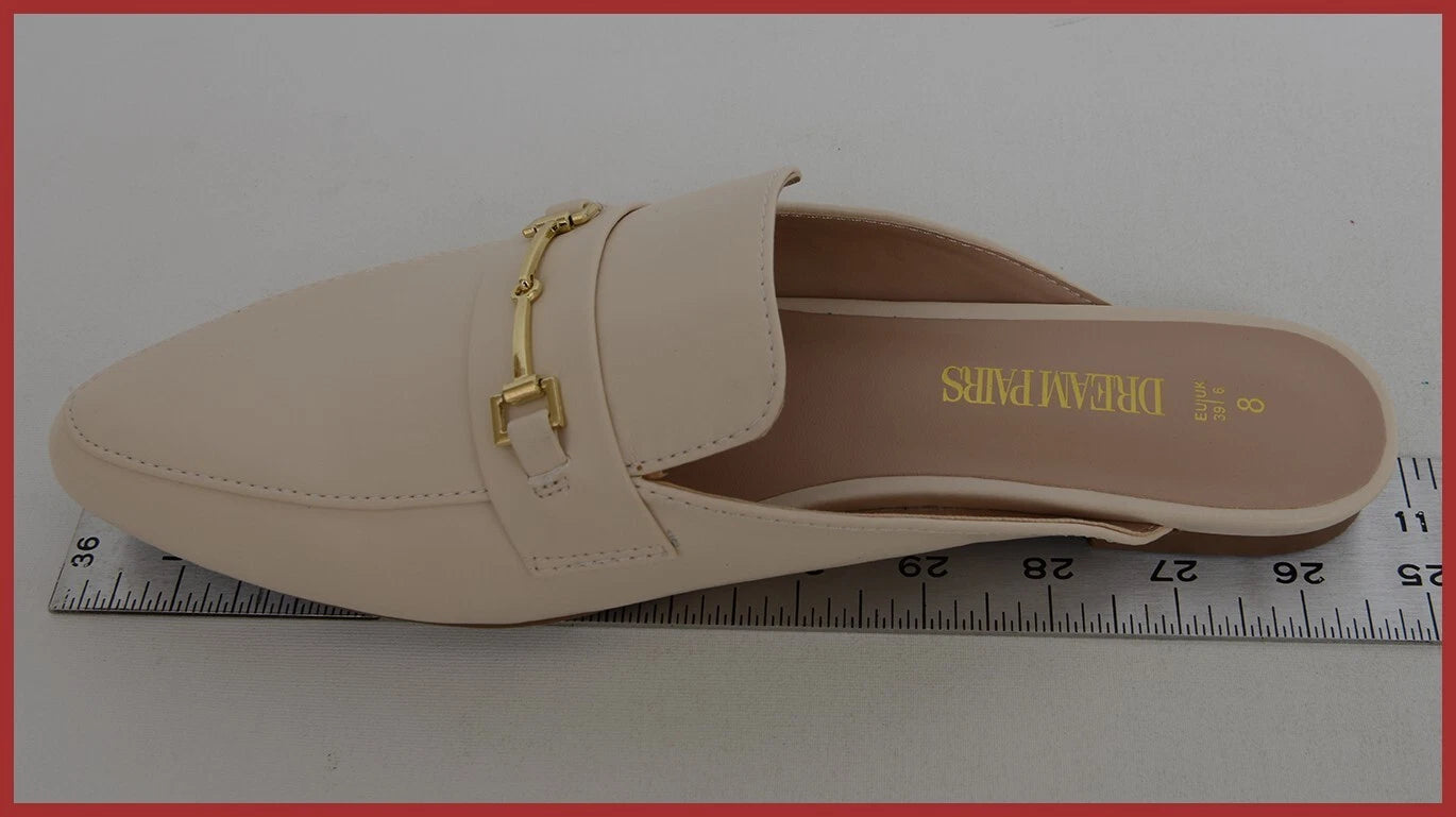 DREAM PAIRS Women's Fashion CLASSY CREAM COLORED BUCKLE Design Slides Sandals S8
