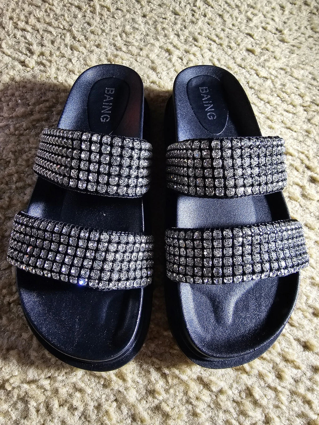 Baing Rhinestone Sandal, Fashion Slides, Footwear, Size 39 Shoe