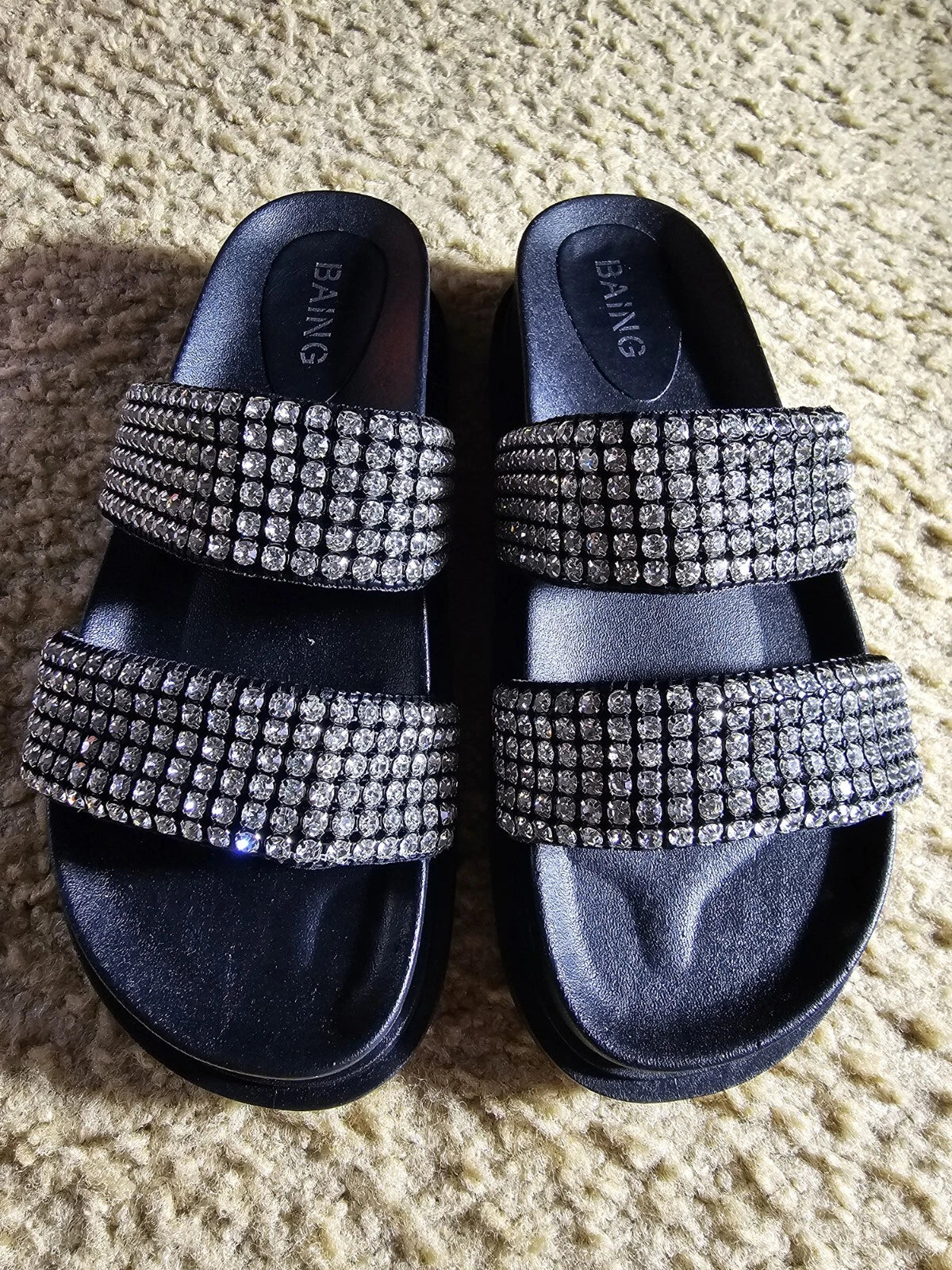 Baing Rhinestone Sandal, Fashion Slides, Footwear, Size 39 Shoe
