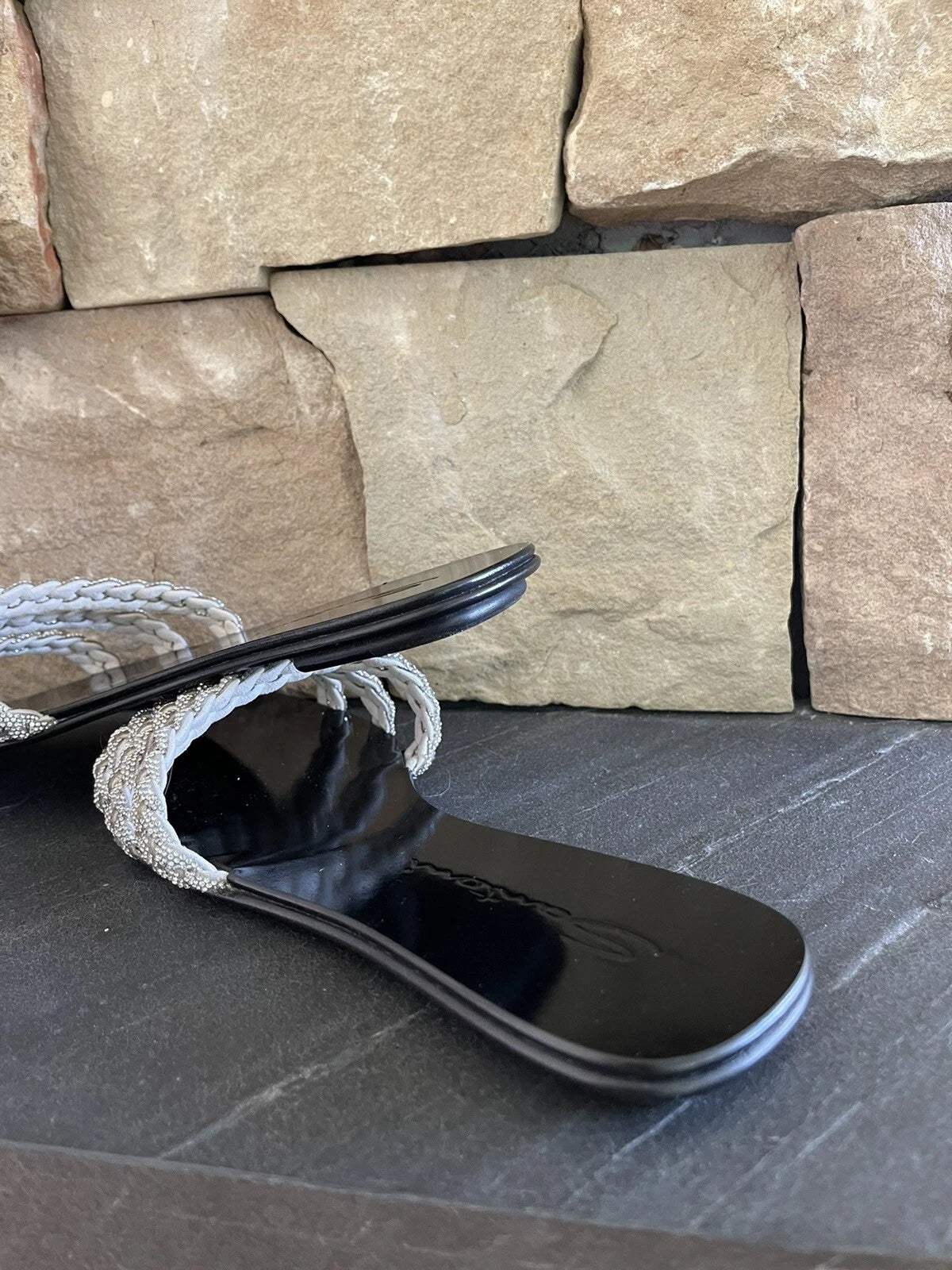 $650 Santoni Foster Slide Crystals Sandals Mules Flats 39.5 US 9.5 NEW
