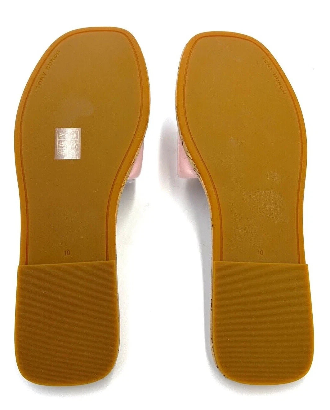 TORY BURCH DOUBLE T SPORT SLIDE SANDAL PATENT LEATHER PETUNIA/NATURAL SZ 10 NIB
