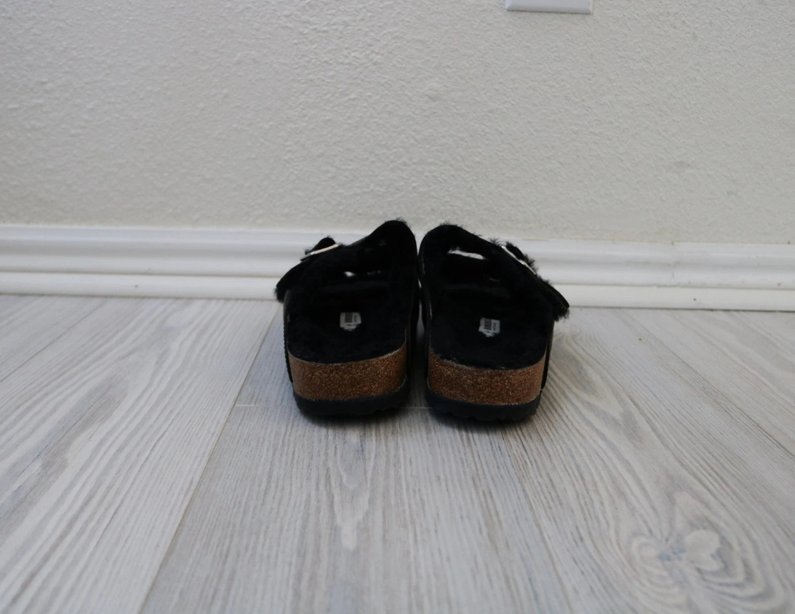 Birkenstock Florida Triple Strap Black Sandals Fur Lined EU 41 US W 10 US M 8.5