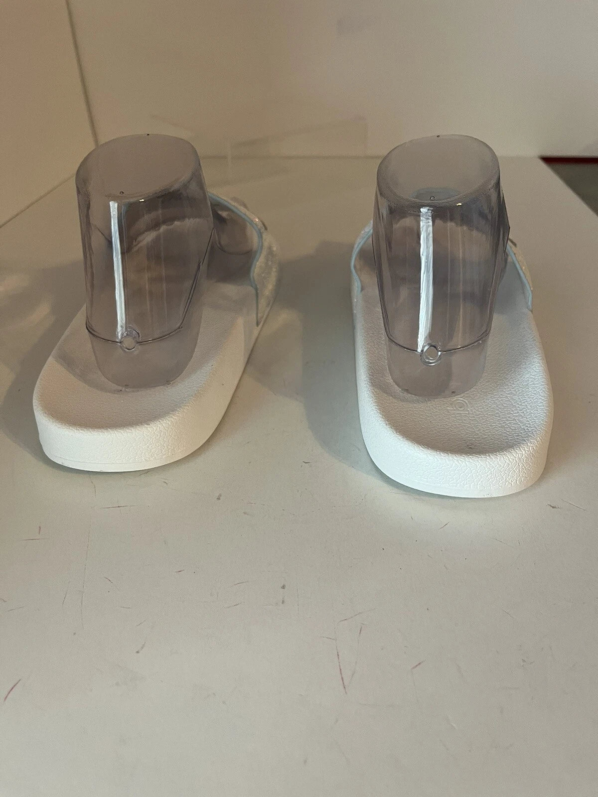 Bebe Women’s White Slide Fashion Sandals Flats Size 10, Glitter. NWOT. Fast Ship