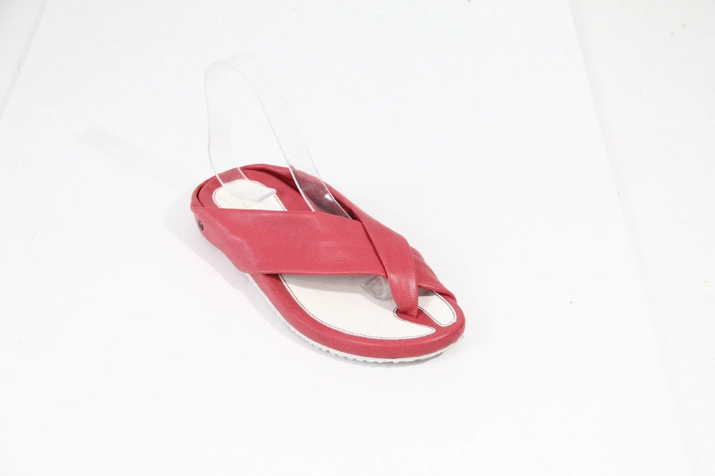 Women Flat Leather Sandals Flip Flop sz 8 Slide unique modern style J Shoes