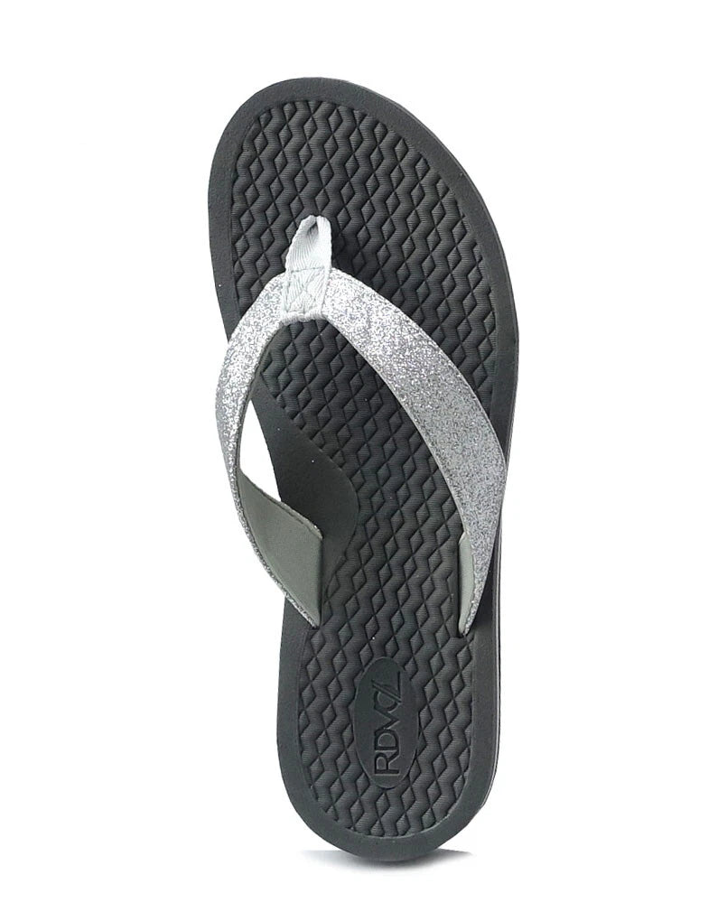 New Womens Double-Strap Braided Beach Sandal UltraSoft Glitter Fashion Flip Flop