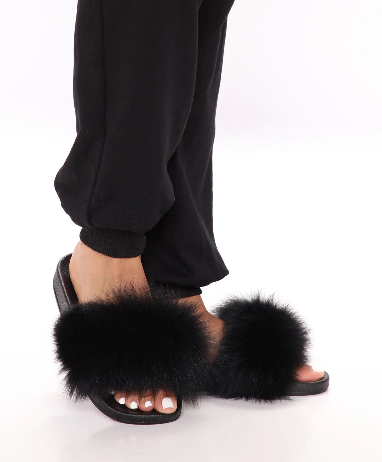 fashion nova Women’s Making Big Moves Fanzzy Slides In Black Size 11 New
