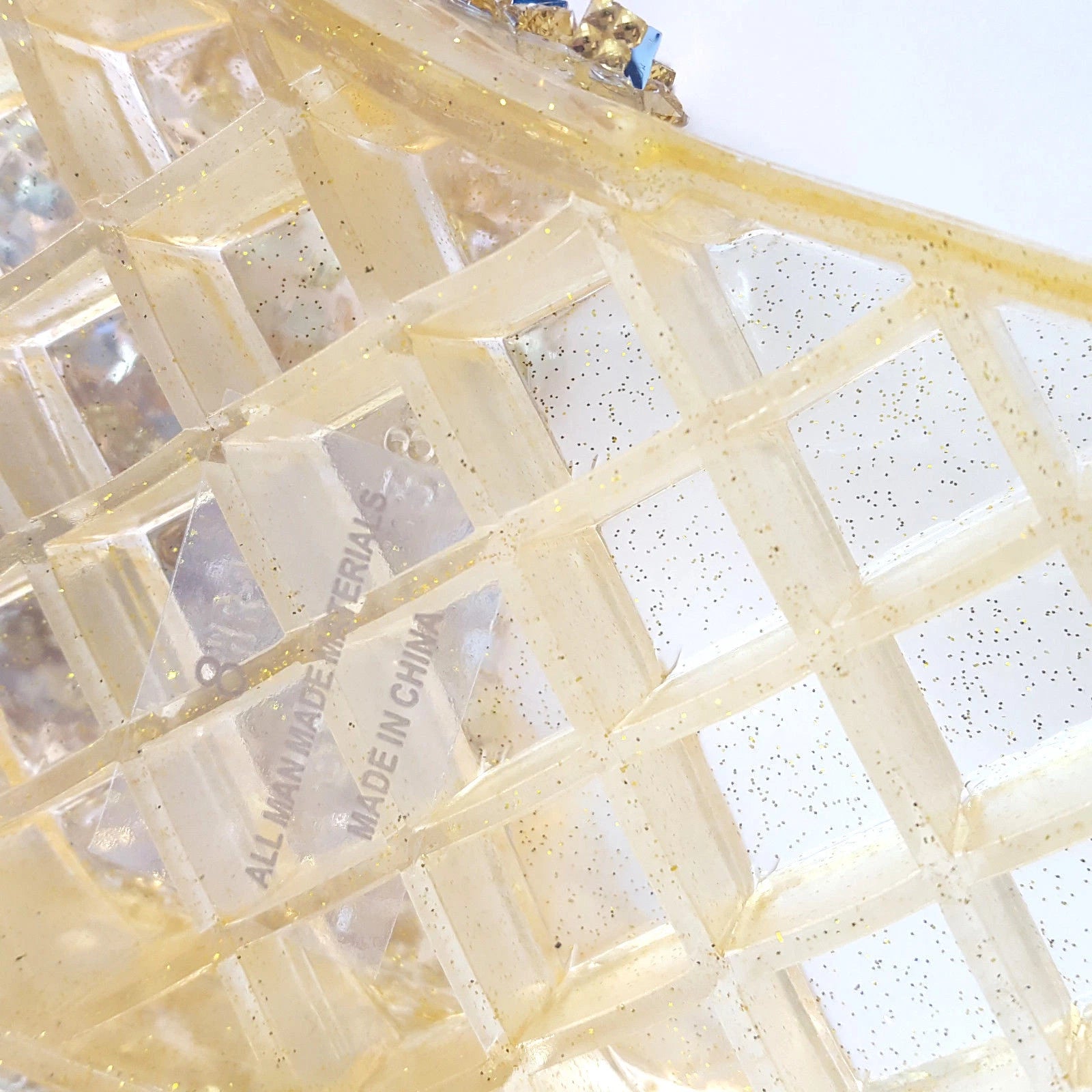 H2K CANDY Gold Color Glitter Beads Fashion Slides Flip Flops Sandals Bling