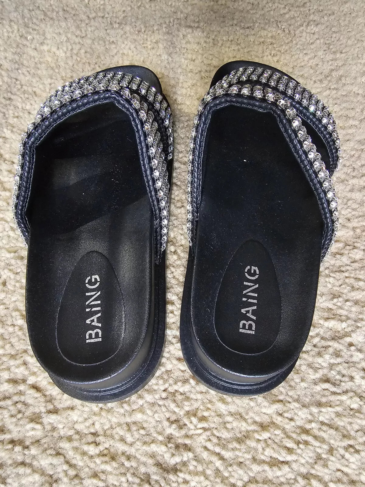 Baing Rhinestone Sandal, Fashion Slides, Footwear, Size 39 Shoe