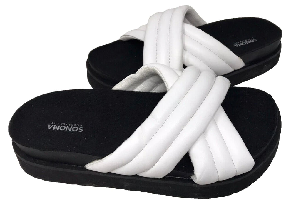 Sonoma Women's Fusilli Platform Slip On Comfort Slides Sandals Wht Size:8.5 200R