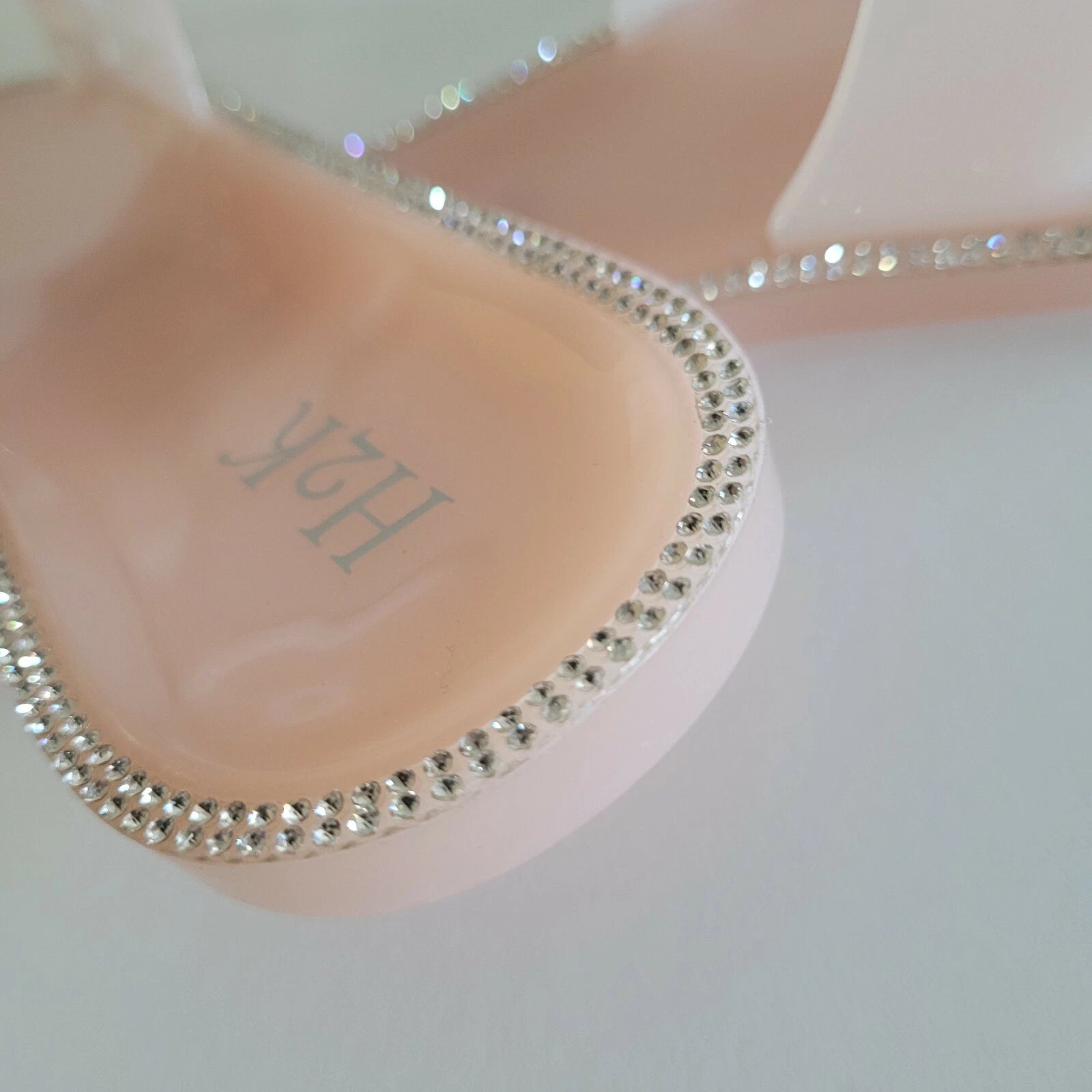 H2K Lucia Nude Fashion Jelly Slides Flip Flops Bow Sandals Bling Open Toe New