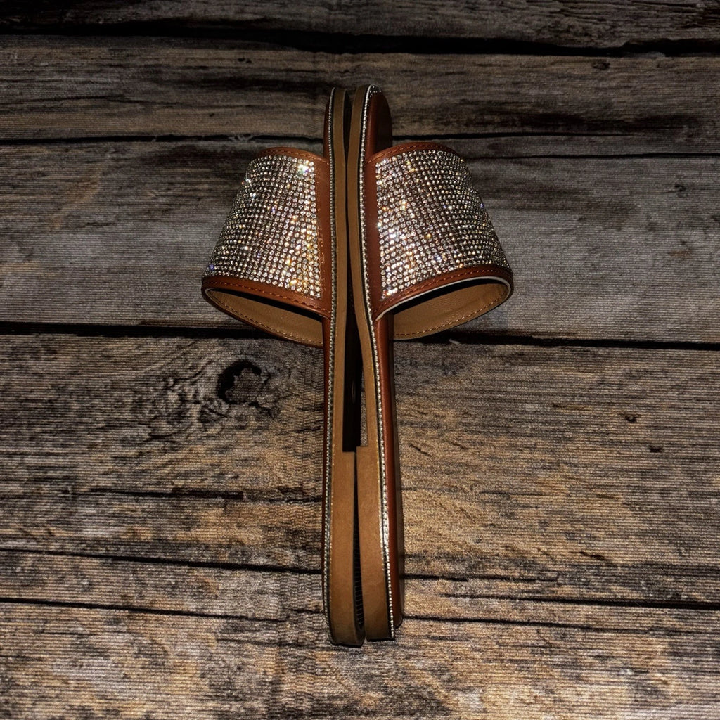 Women's Sandal Slip On Fashion Slides Rhinestone Sequins EU 41  Womens 8.5/9 NEW
