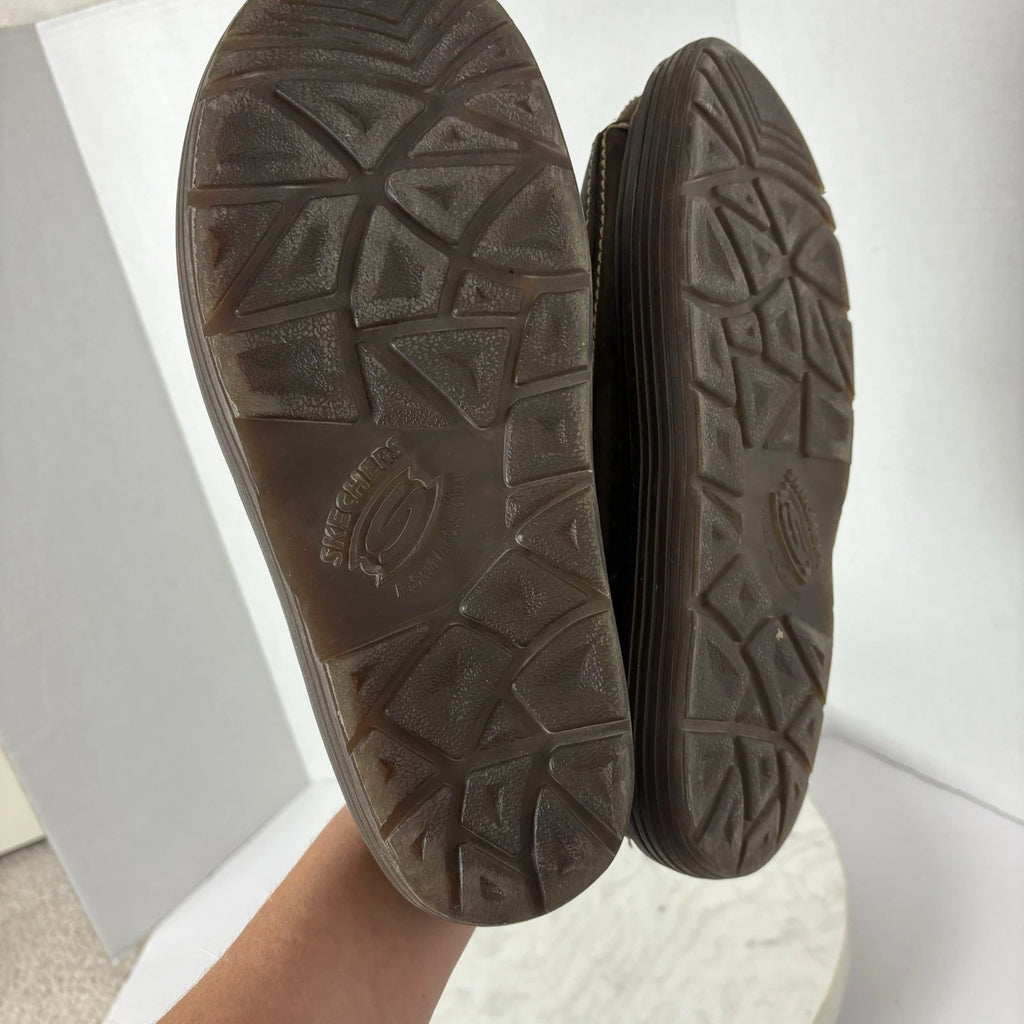 Y2K style chunky brown leather platform slides women's 11 Sketchers 90s 2000s
