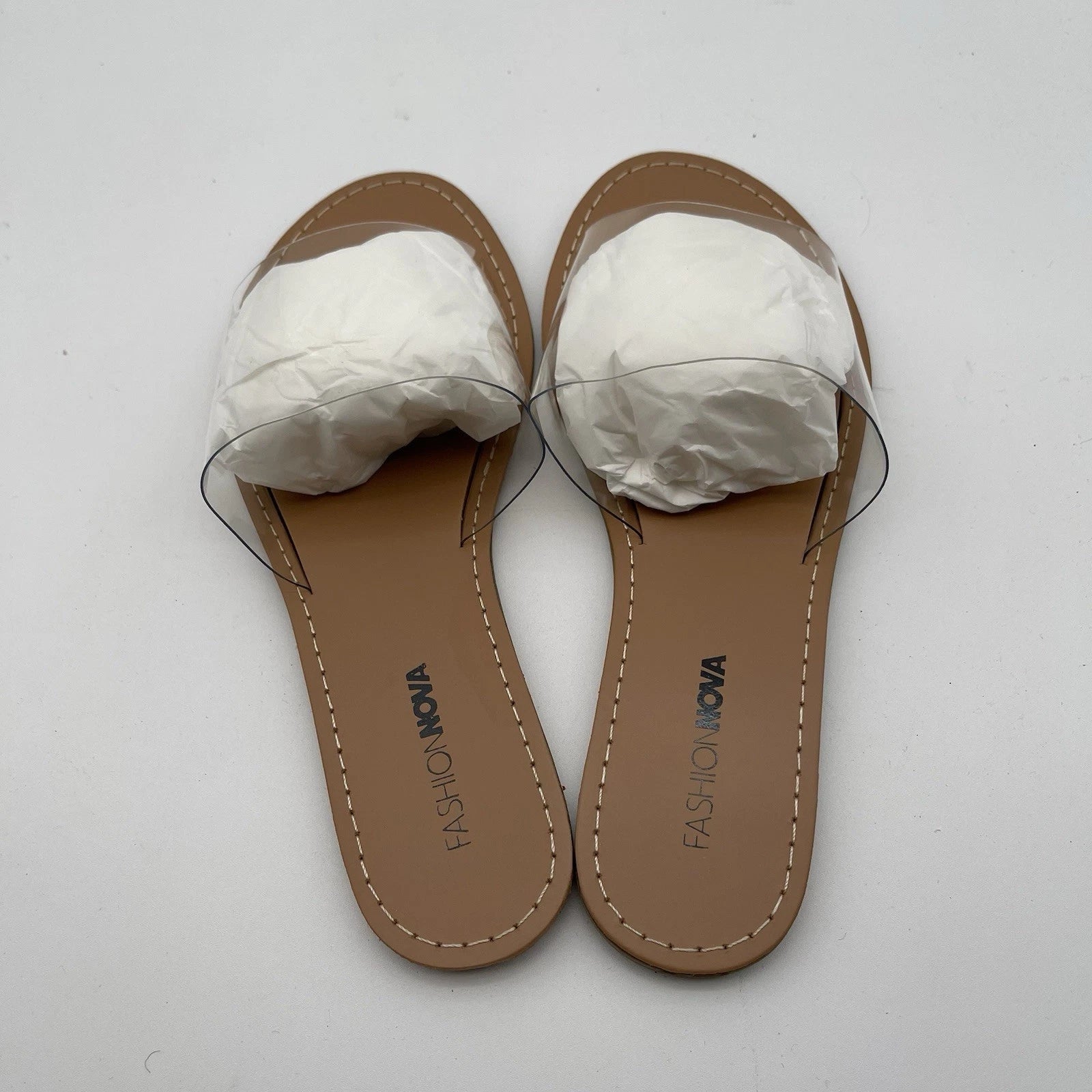 Fashion Nova Are We Clear Thick Strap Slip On Sandals Women's Size 5.5