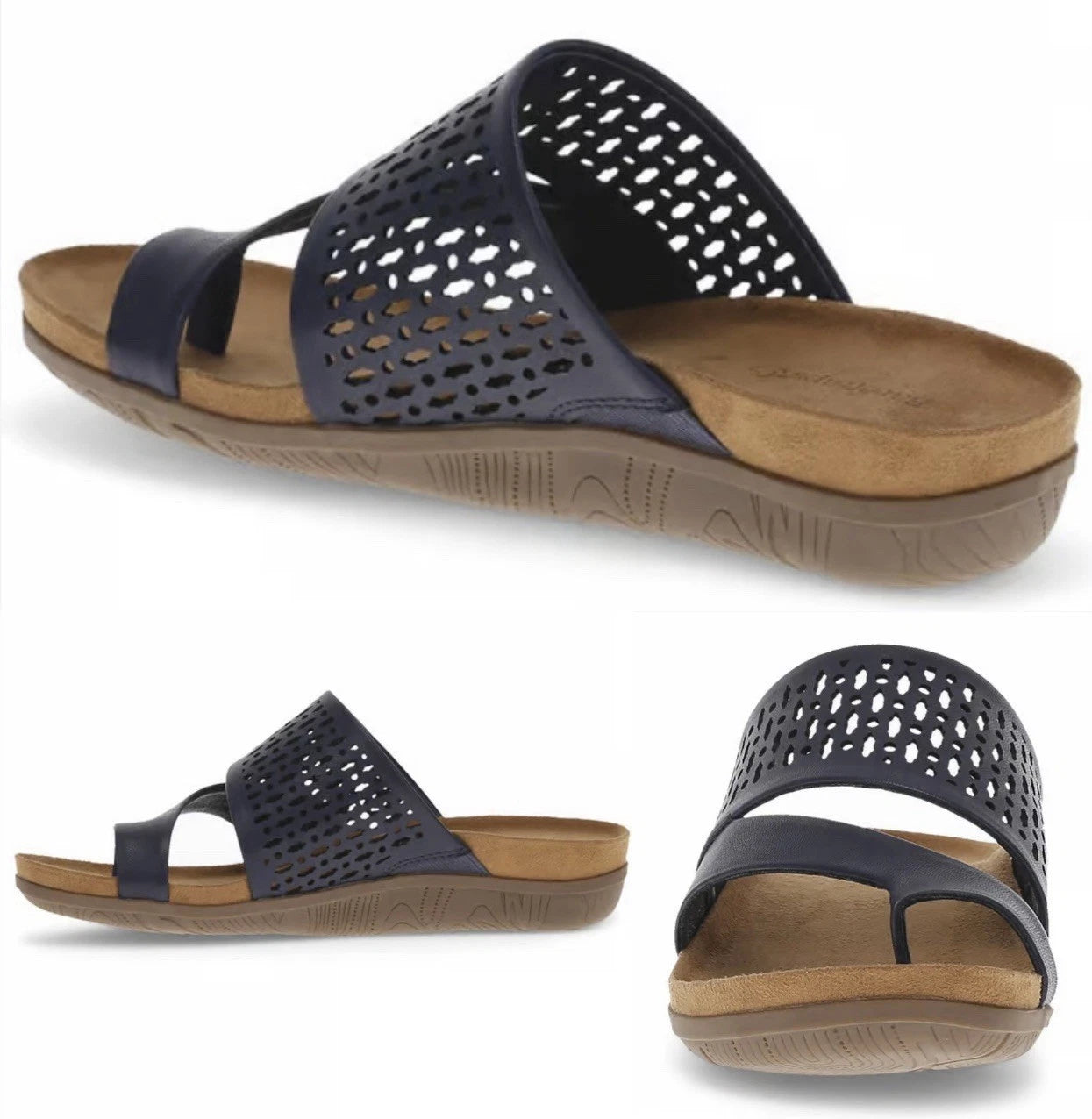 Baretraps Juny Sandals Navy Blue Women's 8 M Lightweight Comfort Toe Strap NEW