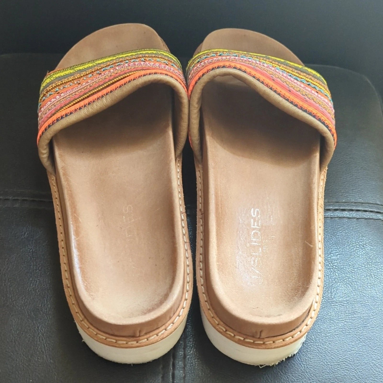 J Slides Multicolor Bohemian Style Comfy Footbed Slide On Platform Sandals