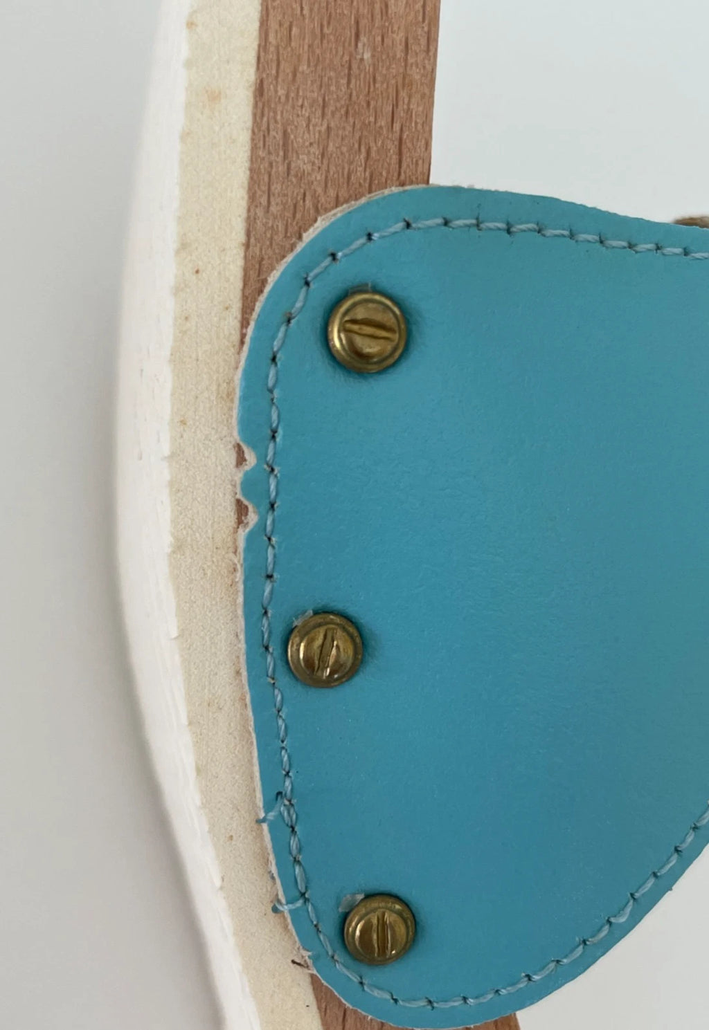Dr. Scholl's The Original Wooden Sandals Slides Aqua Blue Leather Size 7 Italy