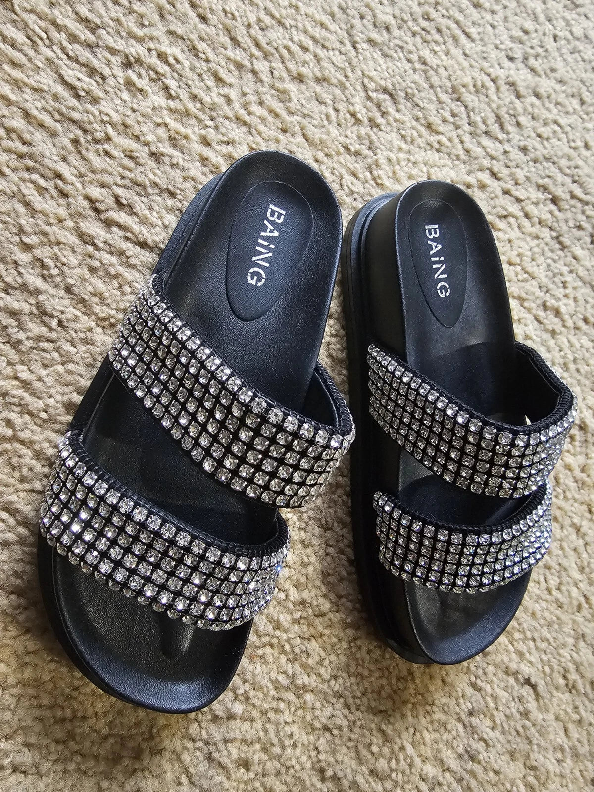 Baing Rhinestone Sandal, Fashion Slides, Footwear, Size 39 Shoe
