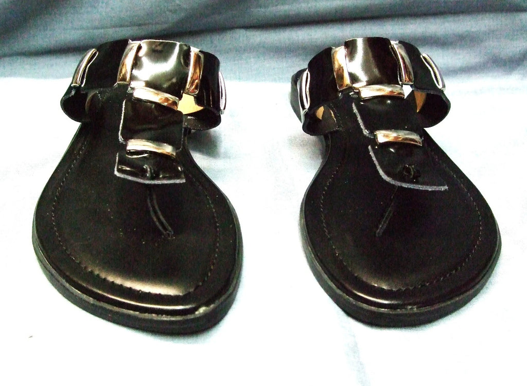 MIA Women's Black Patent Leather Thong Fashion Slides 8.5M New in Box