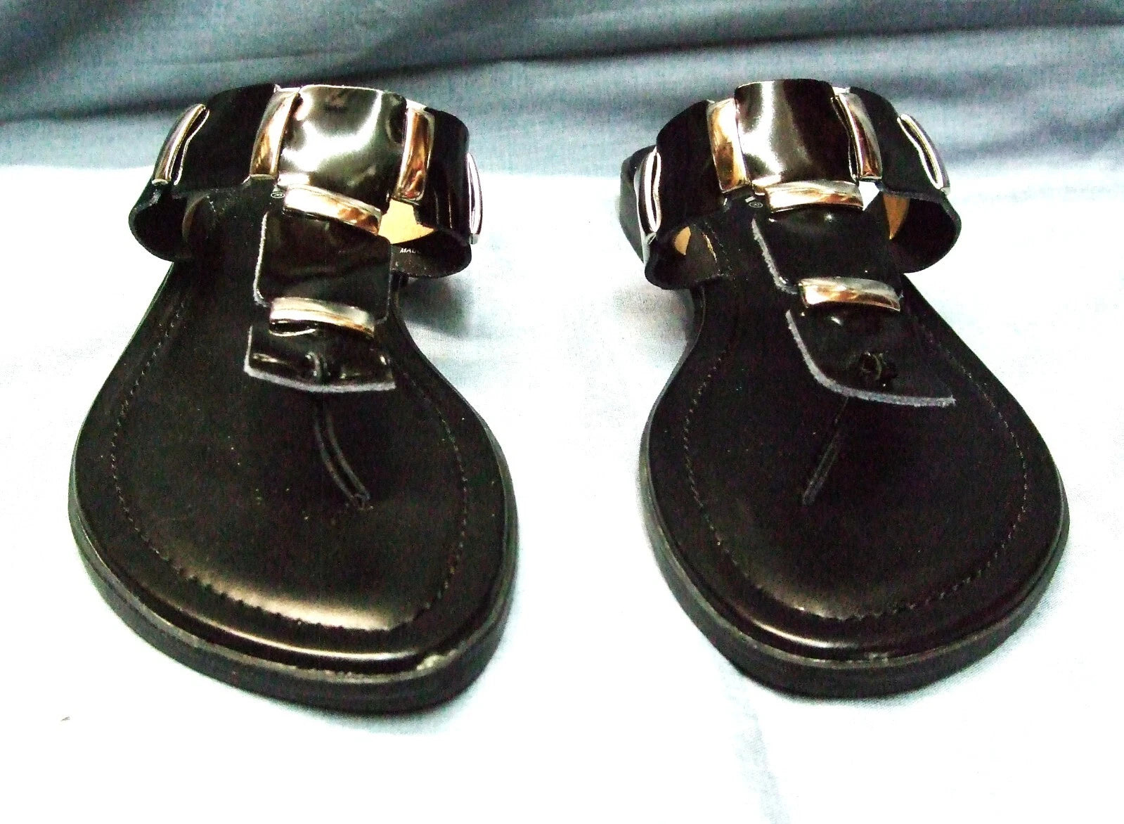 MIA Women's Black Patent Leather Thong Fashion Slides 8.5M New in Box