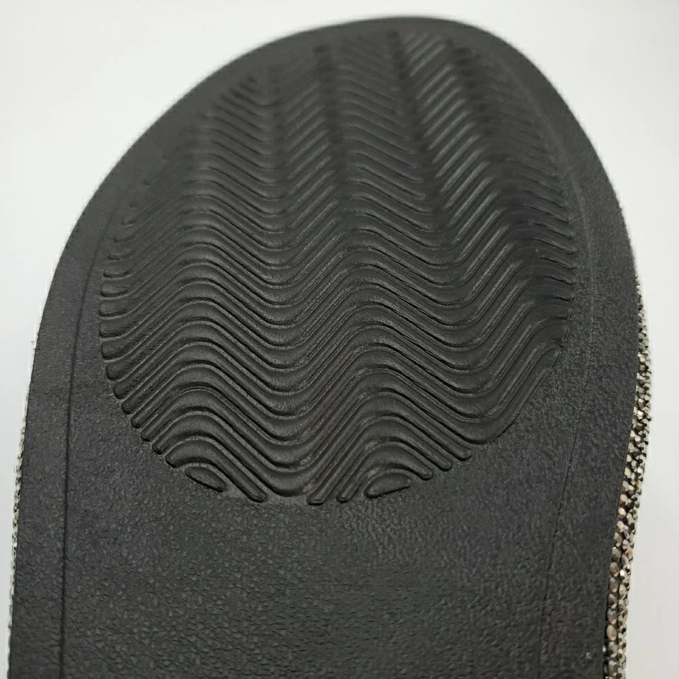 Womens Black Rhinestone Slides Open Toe Sandals Flip Flops Slipper Summer Shoes