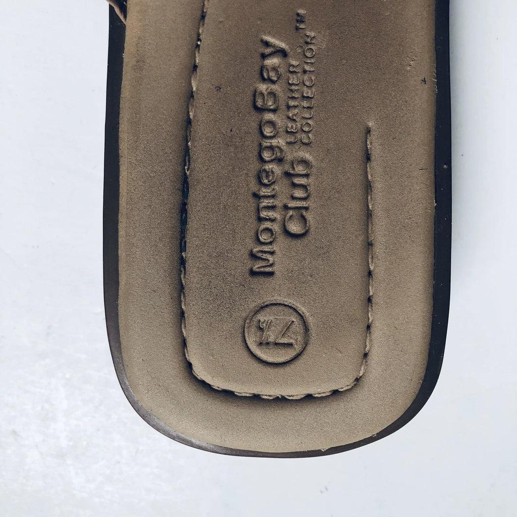 Montego Bay Club Leather Slide Sandals Tan Slip On Womens Size 7 1/2M