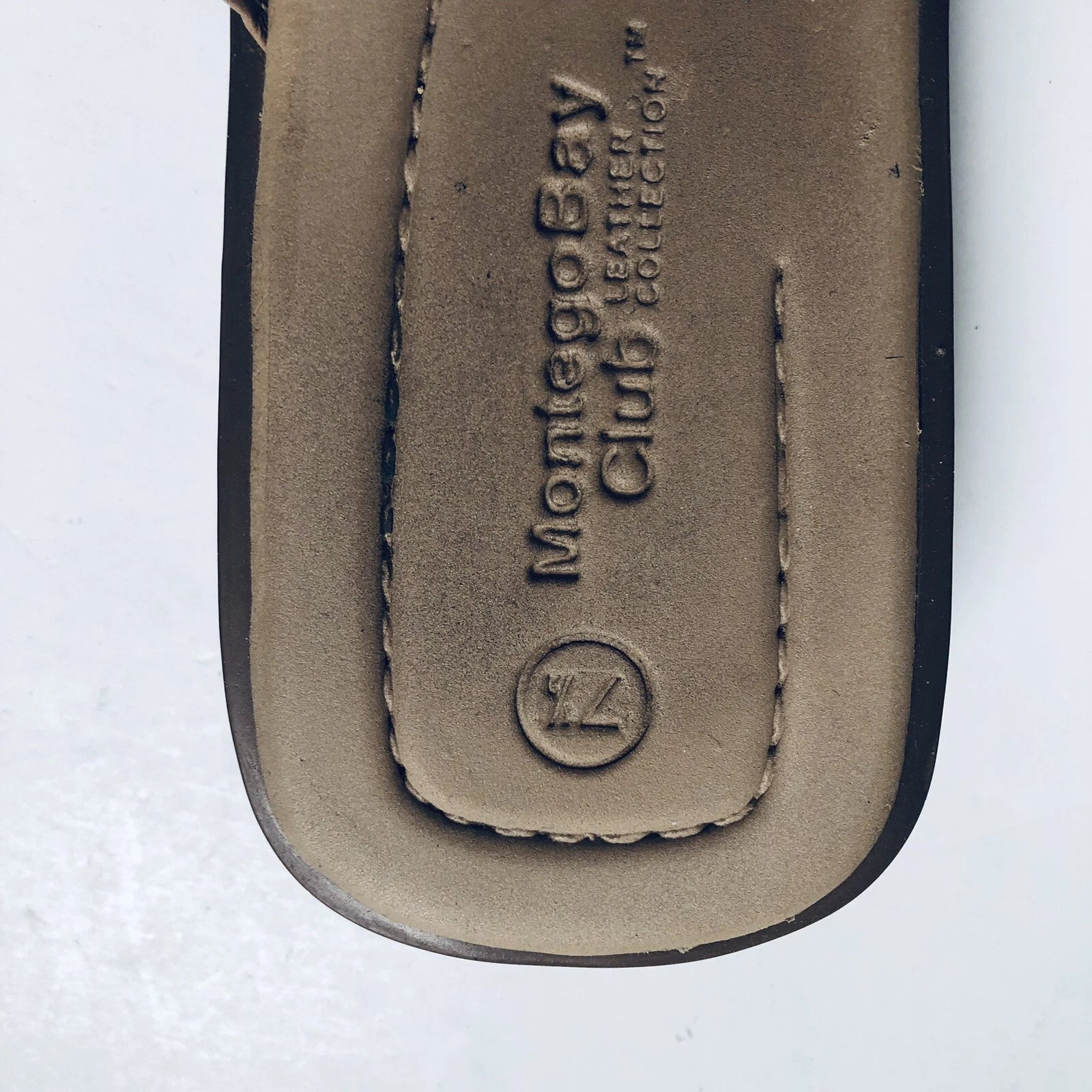 Montego Bay Club Leather Slide Sandals Tan Slip On Womens Size 7 1/2M