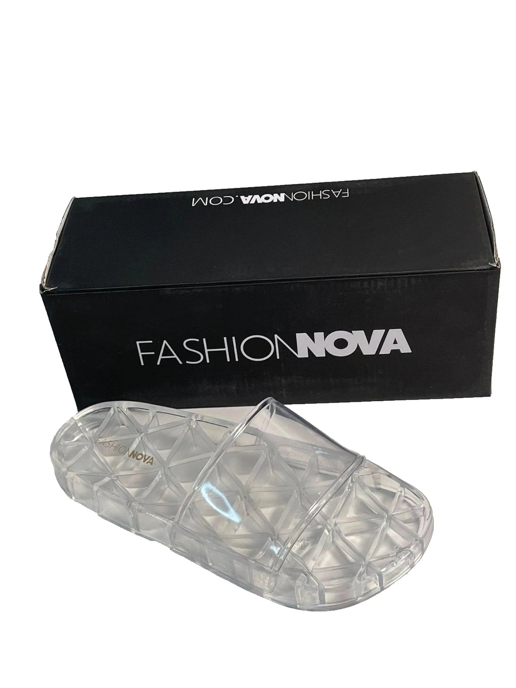 Fashion Nova Clear Slip On Slides Mules Sandals Women's Size 10 New in box