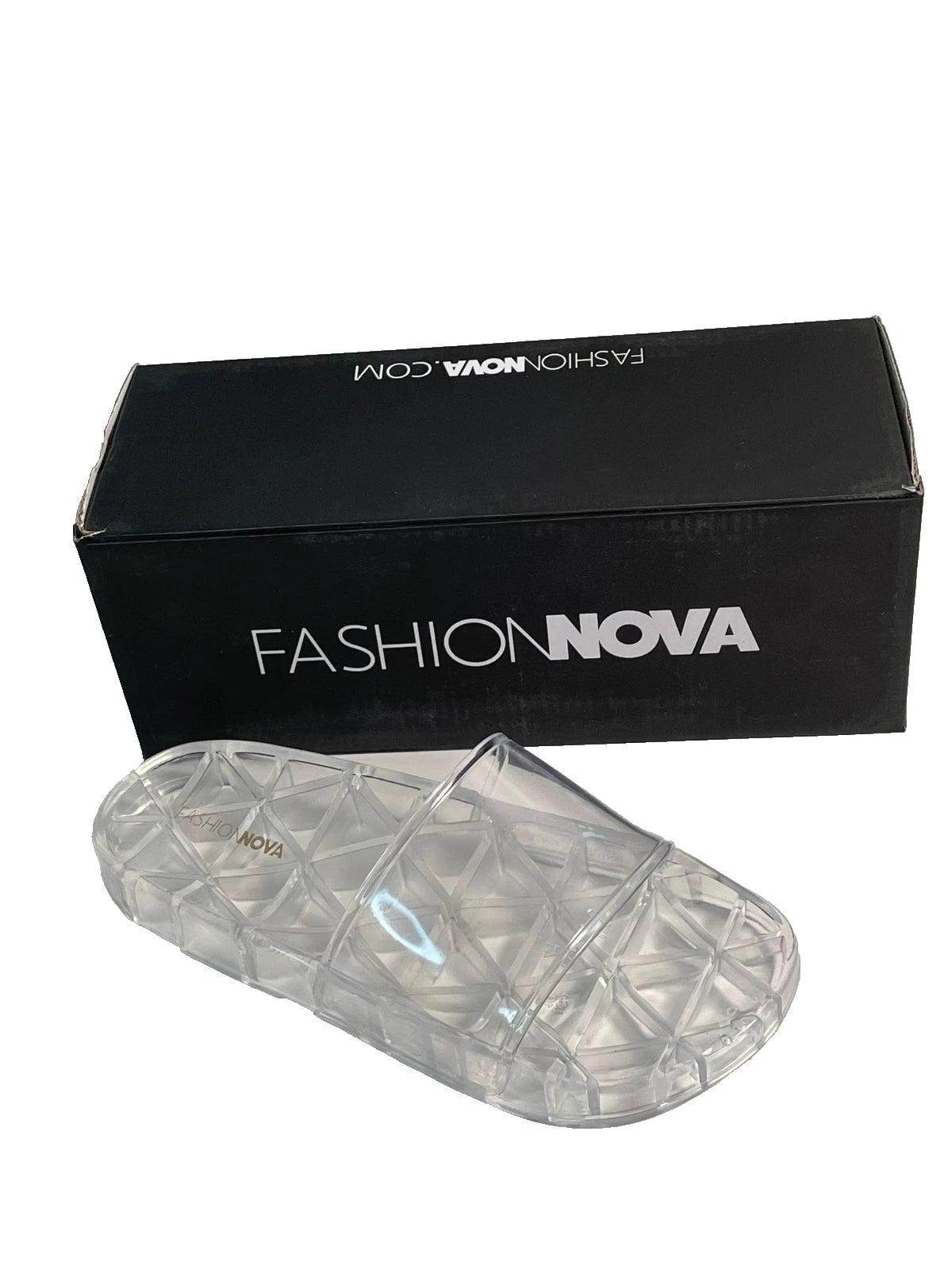 Fashion Nova Clear Slip On Slides Mules Sandals Women's Size 10 New in box