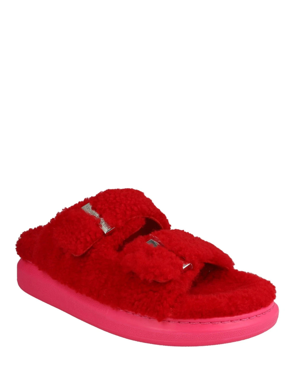Alexander McQueen Womens Shearling Slide Sandals