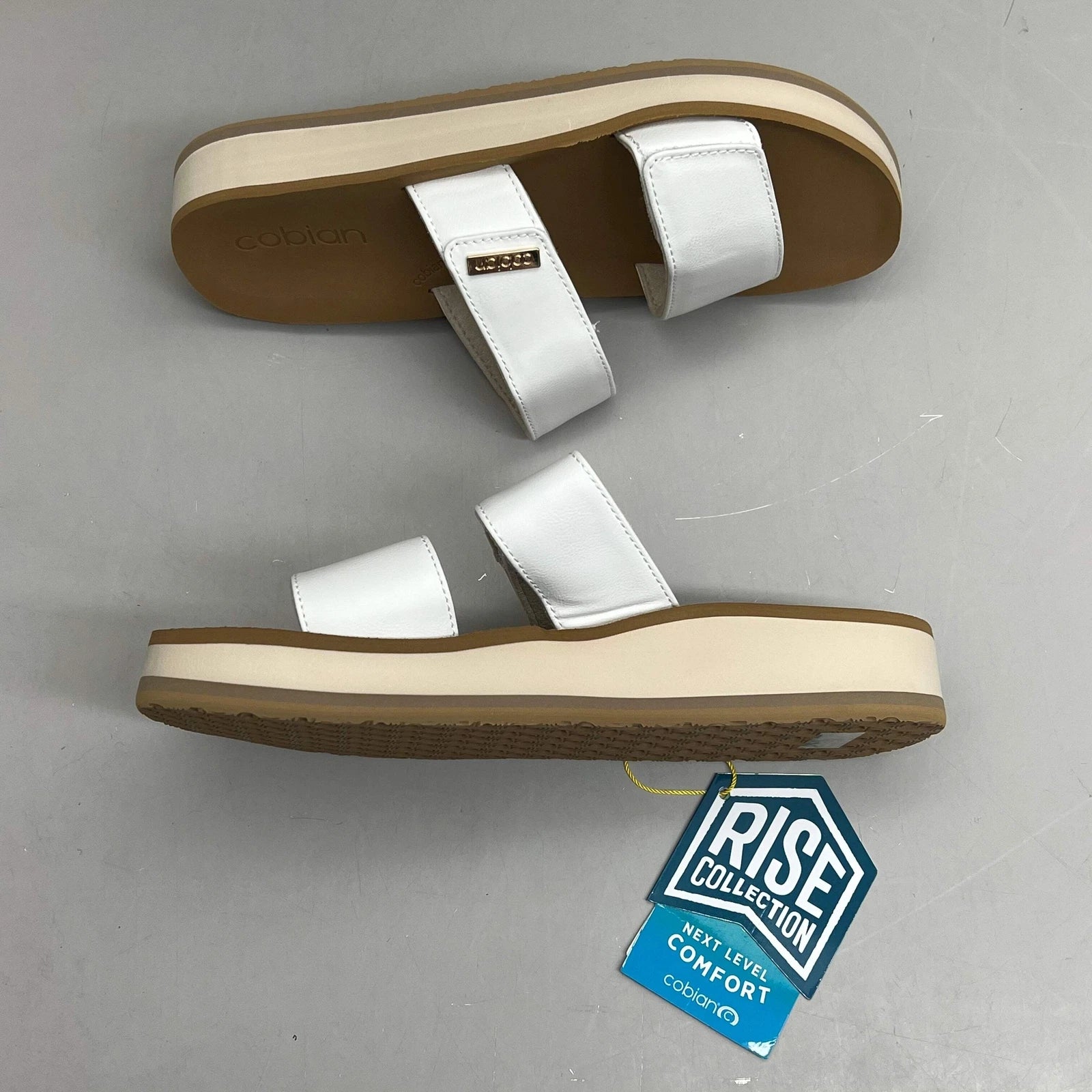COBIAN Dana Rise Elevated Flatform Style Slide Women's Sz 8 White DNA24-100-08