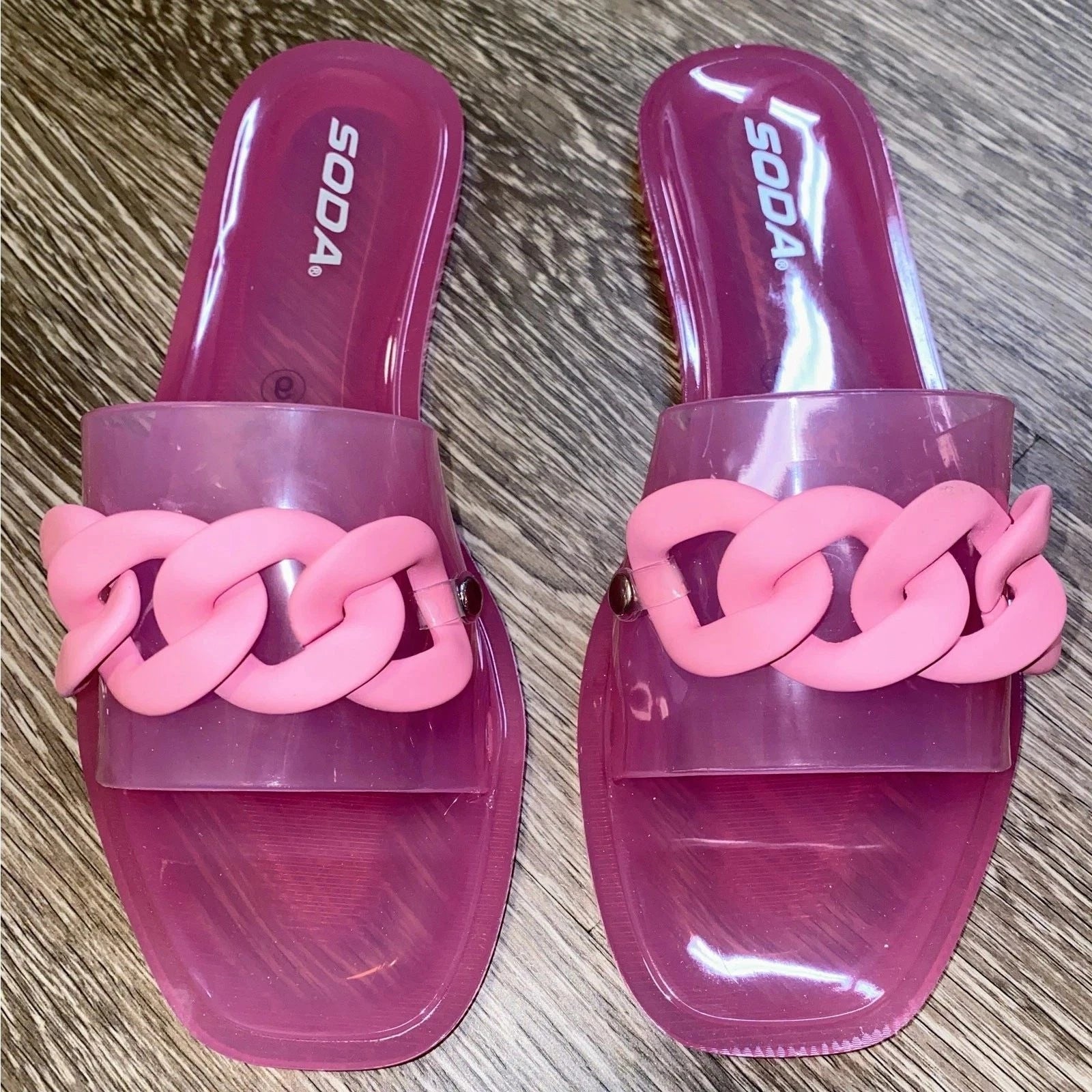 3x Pairs 6 Fashion Nova Blue Mint Green Pink Jelly Cuban Matte Slide Sandals