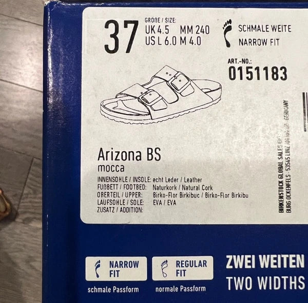 Birkenstock Arizona Mocha Birko-Flor Comfort Sandals women's narrow fit mocca...