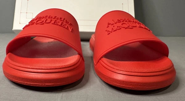 Alexander McQueen Logo Pool Slides Sandals Red Women’s Size 41 (US 11) Authentic