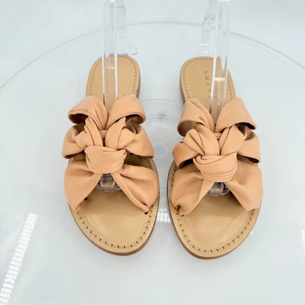 AMANU Studio Style 20 Hermanus Knotted Leather Slide Sandal Natural Beige Size 7