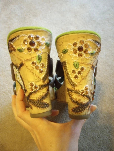Women's Size 8 Sandal Slides Wedge Platform Style Vtg