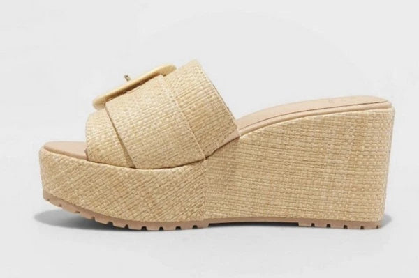 A New Day Womens Size 10 Shoes Brown Slides Wedge Fashion Platform Y2K Sandals