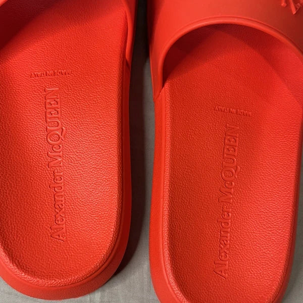 Alexander McQueen Logo Pool Slides Sandals Red Women’s Size 41 (US 11) Authentic