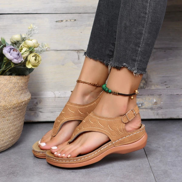 2022 New Rome Fashion Women Slides Comfort Slippers Orthopedic Low-Wedge Sandals