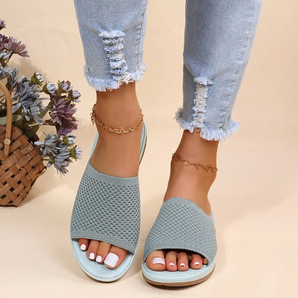 Womens Flats Ladies Slip On Fashion Slides Mules Sliders Summer Beach Sandals Sz