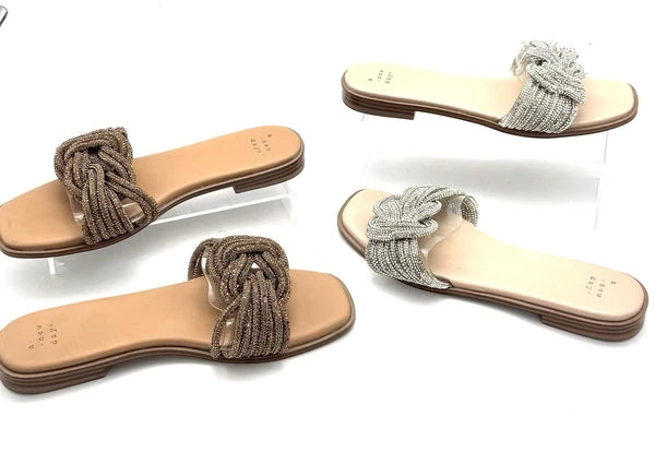 A New Day Womens 7.5 2 Pairs Iliana Silver & Brown Rope-Style Sandals Free Ship