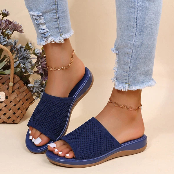Womens Flats Ladies Slip On Fashion Slides Mules Sliders Summer Beach Sandals Sz