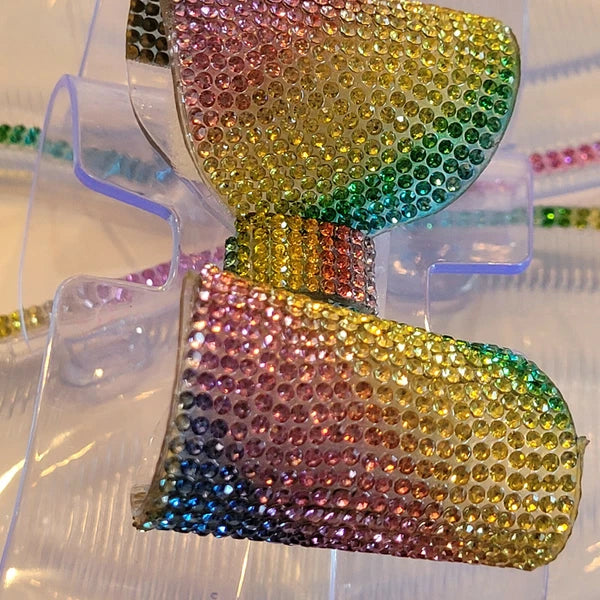 H2K Lucia Rainbow Fashion Jelly Slides Flip Flops Bow Sandals Bling Open Toe New