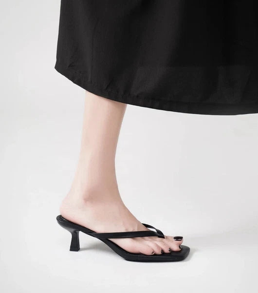 🚨LULLASONG Women's Black Kitten Sandals Square Open Toe Flip Flop Heels 1.8”-2”