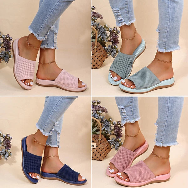 Womens Flats Ladies Slip On Fashion Slides Mules Sliders Summer Beach Sandals Sz
